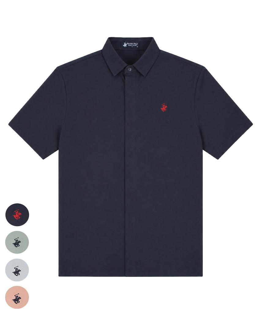 BHPOLOCLUB Men'S Hidden Placket Zip-Up Airy Shirt 4 Colors Sh115