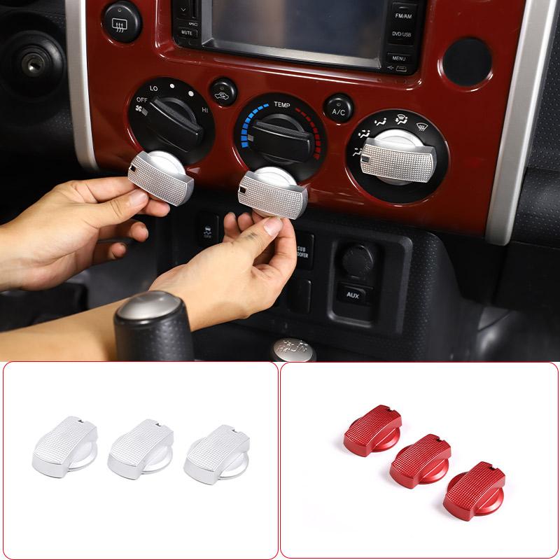 For Toyota FJ Cruiser 2007-2026 Aluminum Alloy Car Center Control Air Conditioner Adjustment Knob Cover Trim Accessories