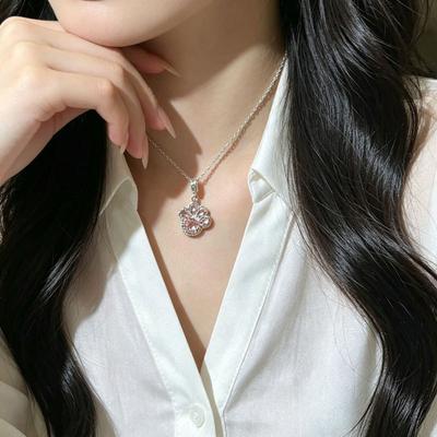 Light Luxury Explosion Exquisite Red Corundum Cat Claw Pendant Niche High-end Sense Diamond-set Cute Sweet White Necklace Female