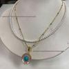 Double-Layer Turquoise & Freshwater Pearl Baby Necklace, 3-4mm, Versatile Wear