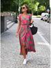 2026 European & American Women's Summer V-neck Floral Lace-up Dress