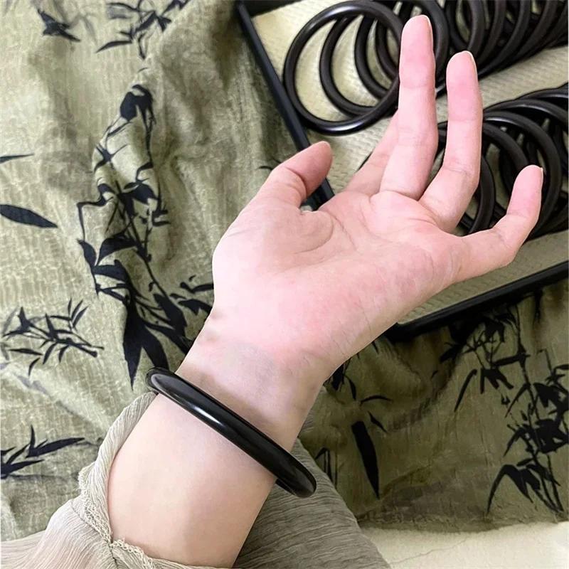 Fresh Sweet Cute Beautiful Retro Round Strip Thick Glass Anti Jade Ice Penetrating Texture Bangle Bracelet Accessories Jewelry