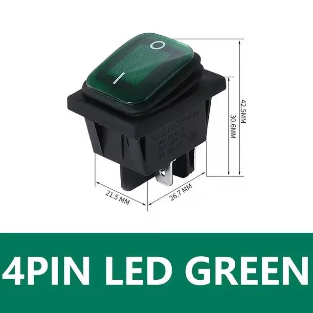 2Pcs 12V 220V Waterproof Rocker Switch KCD4 16A 4Pin ON/OFF Seal Switch Car Boat Button Switches with LED Light