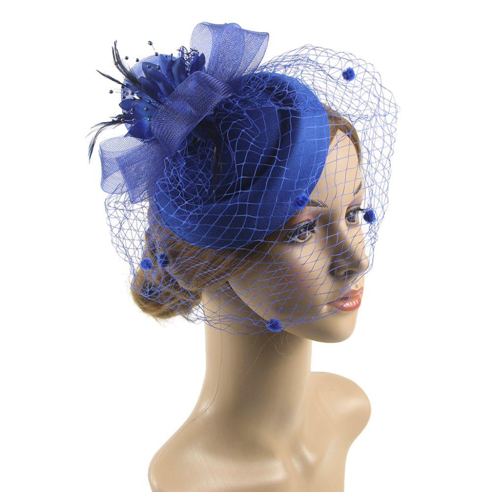 Headband Women Mini Mesh Hat Feather Flower Veil Hair Clips Small Fedoras Headwear  Bridal Headwear