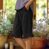 Damen Farbige Hohe Taille Plissierte Baumwolle Leinen Lockere Freizeitshorts