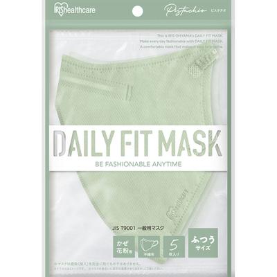 Iris Oyama DAILYFITMASK 3-D Mask, Ordinary, Pistachio, 5pcs. 3D Type Cold-related Products (masks) The Three-dimensional Shape Maintains Space Around