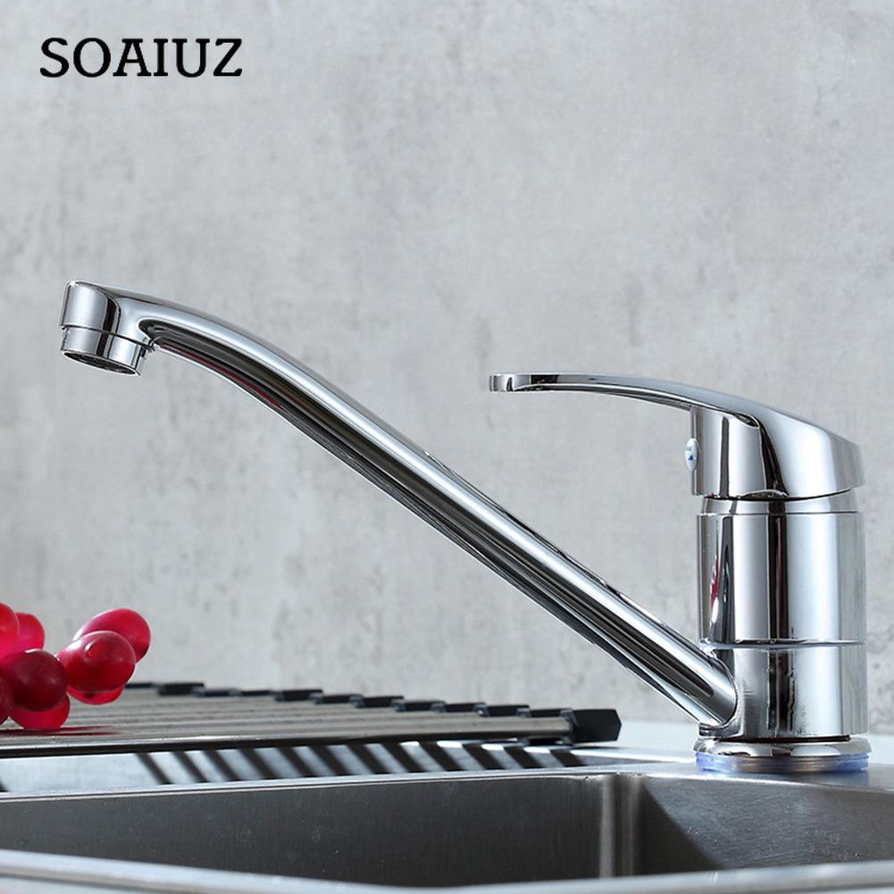 Long Nozzle Kitchen Standing Faucet Bathroom Faucet Modern Polished Chrome Plated Single Handle Swivel Kitchen Tap