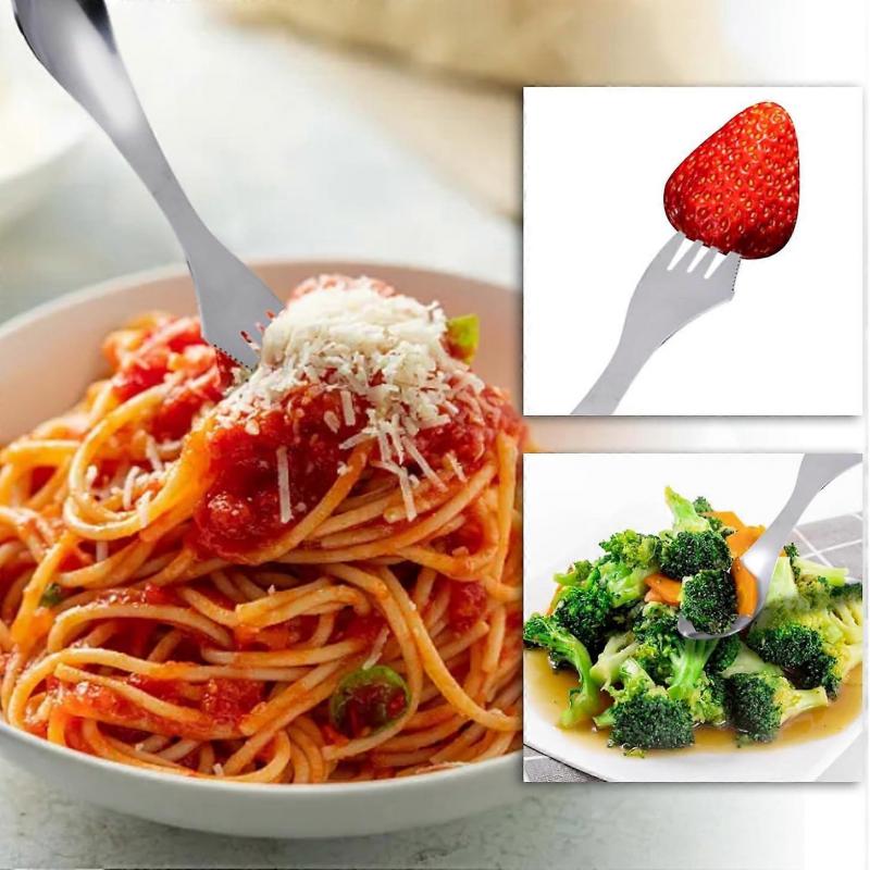 4 Pieces Portable Stainless Steel Fork Spoon, Camping Cutlery, Fork Spoon 2 In 1 for Outdoor Travel, Backpacking, Hiking