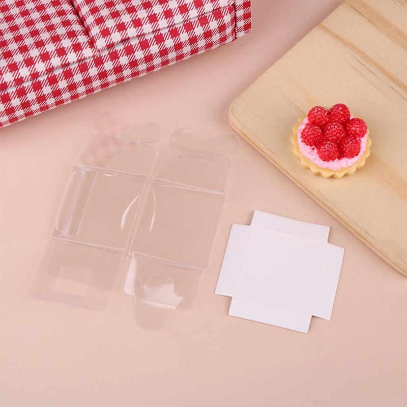 1:12 Puppenhaus Miniatur Erdbeer-Geburtstagstorte mit transparenter Verpackungsbox, Küchenmodell, Dekor, Spielzeug, Puppenhauszubehör