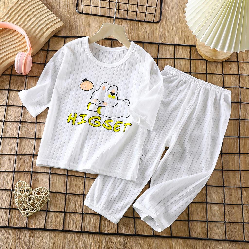 Kids' Breathable Cotton Pajama Set – Thin, Long-Sleeve for Boys & Girls