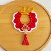 Handmade Knitted Pet Scarf for Chinese New Year with Red Tassels and Fu Character Decoration