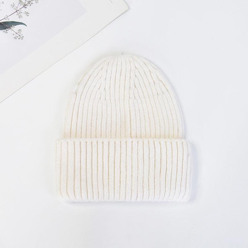 Winter Knit Beanie Hat Unisex  Custom Logo Ribbed Wool Knit Beanies Winter Luxury Warm Cuffed Beanie Hat for Women Men
