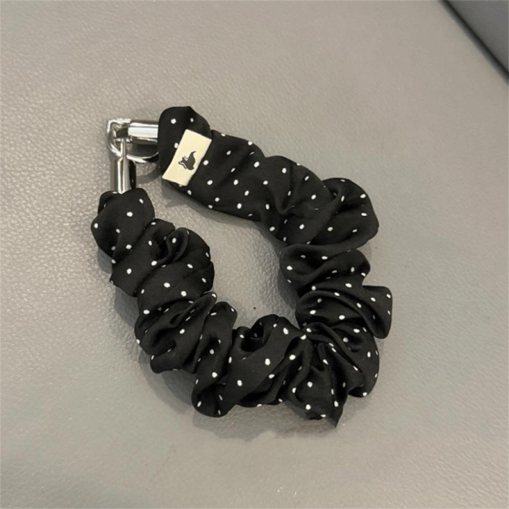 2-in-1 Scrunchie Phone Wrist Strap Polka Dot Keychain Bag Pendant Daily Carry