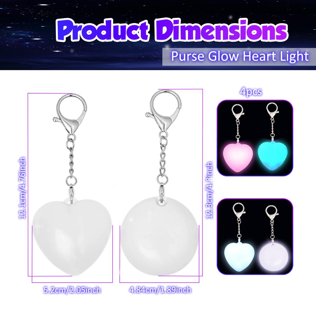 2/3/4Pcs Purse Heart LED Light Handbag Lamp Sensor Activated Portable Automatic Illumination Bag Light for Women Mother Friends