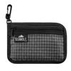 Portable Fabric Zip Wallet Black Grid Pattern Passport Holder Zipper Closure Key Clip Coin Purse Daily Commute