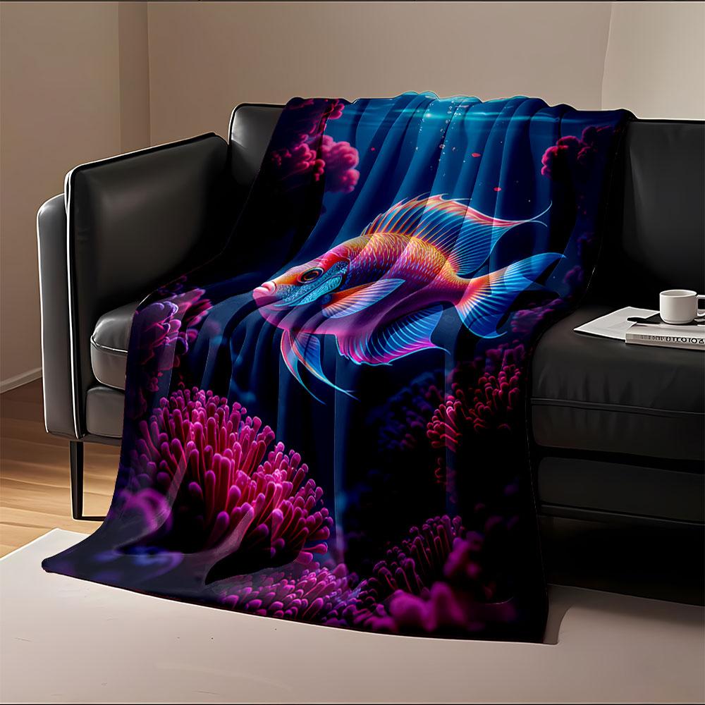 Vibrant Tropical Fish Blanket for all seasons blanket lunch break throw gift