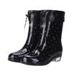 rain boots women's medium tube fashionable non-slip, waterproof, wear-resistant and warm, cotton velvet tendon sole rubber shoes