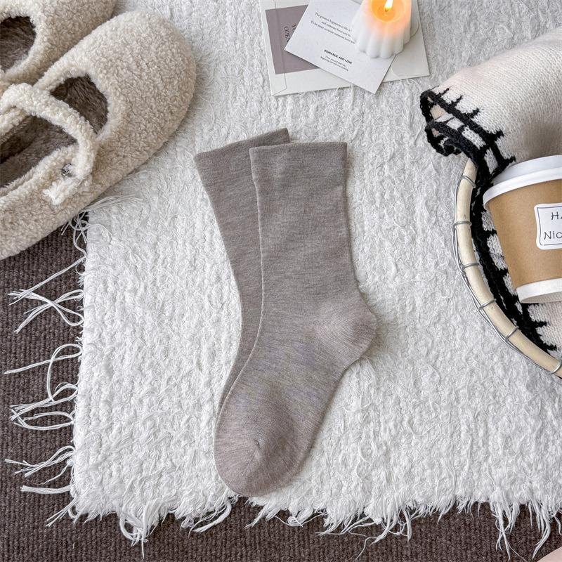 Winter and Autumn Wool Sock Without Bones - Trendy Children's Pure Color Multi-purpose Mid-calf Pile-up Socks for Postpartum Recovery