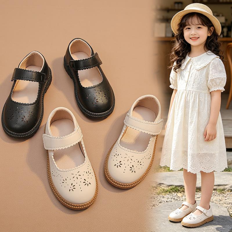 Girls Spring Summer Hollow Out Breathable Soft Sole Princess Shoes Fashion Mary Jane Flats