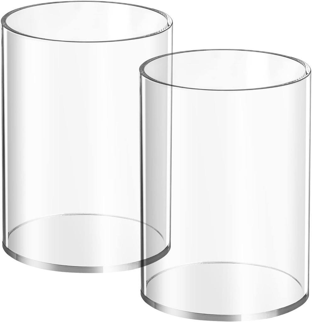 2-4 Pieces Clear Acrylic Pen Holder Round Acrylic Pencil Cup Clear Makeup Bush Holder Acrylic Desktop Stationery Organizer