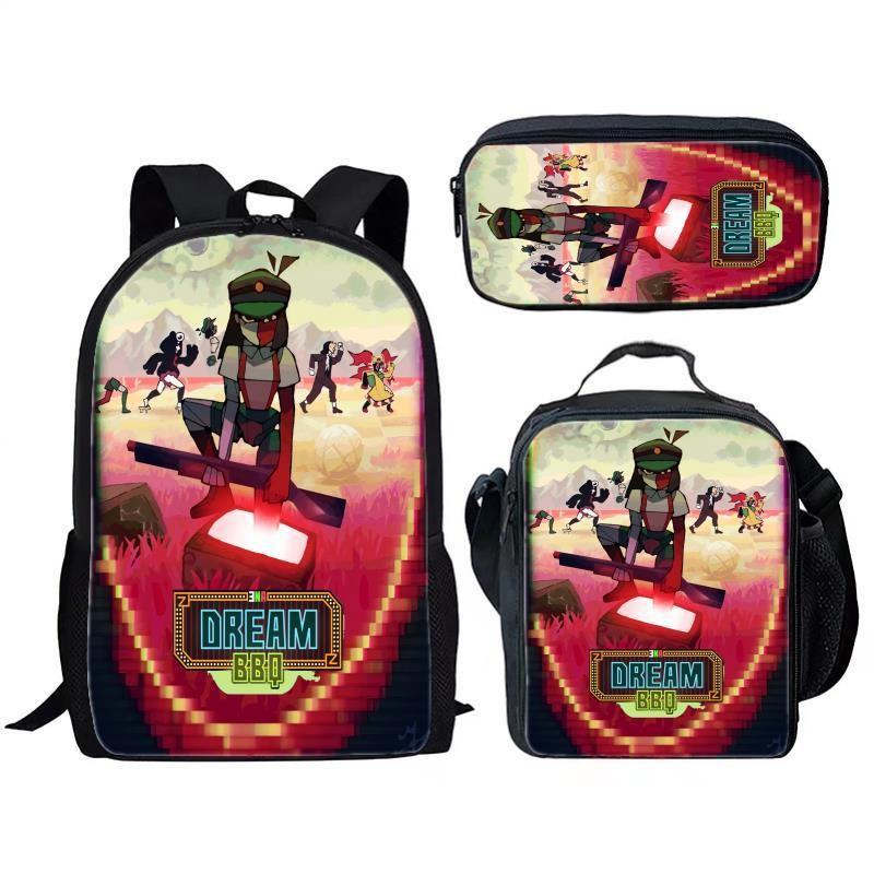 Bbq Dream Ena Pattern Printing Backpack Lunch Bag Pen Case Set For Gift Student