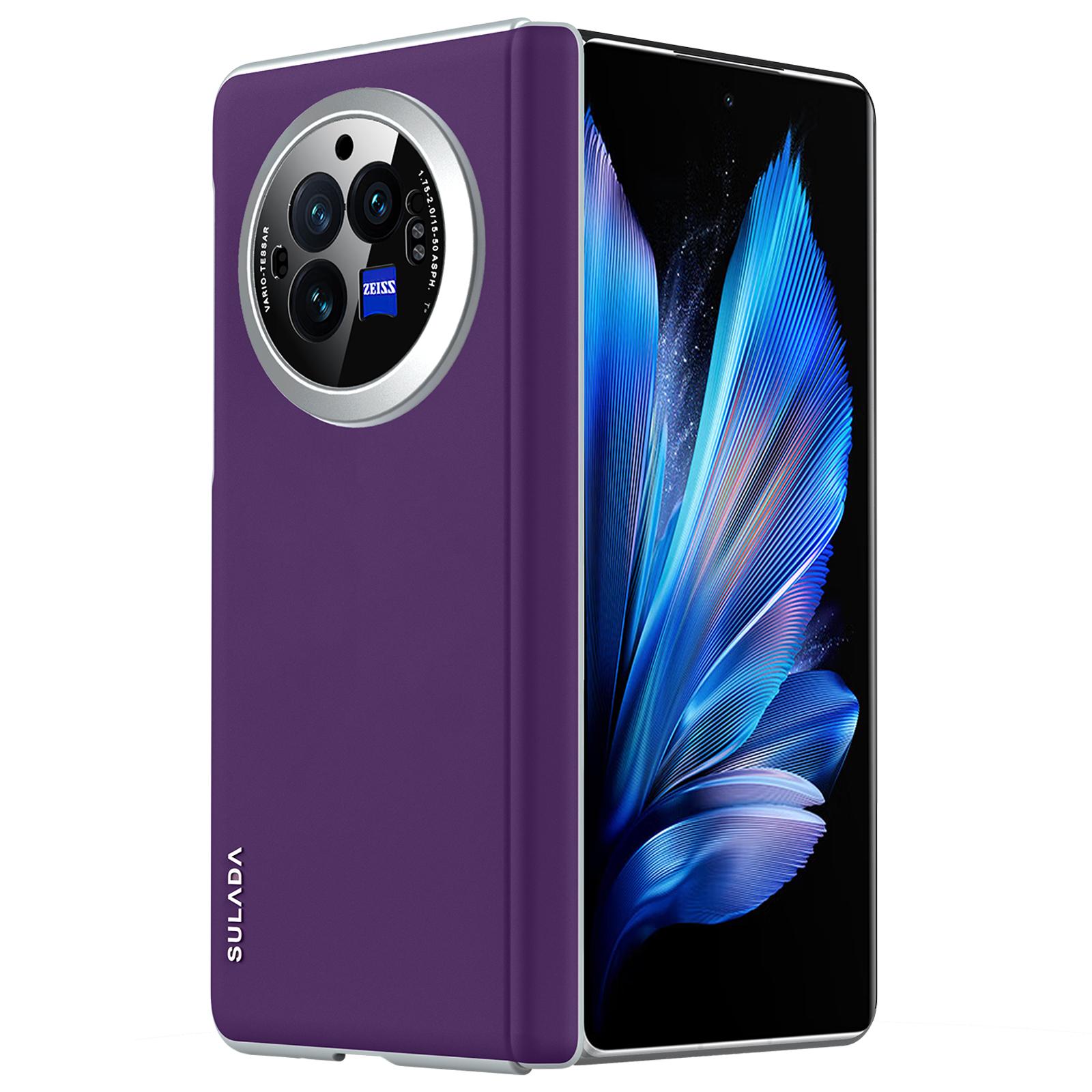 

For vivo X Fold3 Case Leather+PC Magnetic Phone Cover with Rebound Hinge Purple