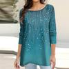 Women's Fashion Casual Long Sleeve  Print Round Neck Pullover Top Blouse