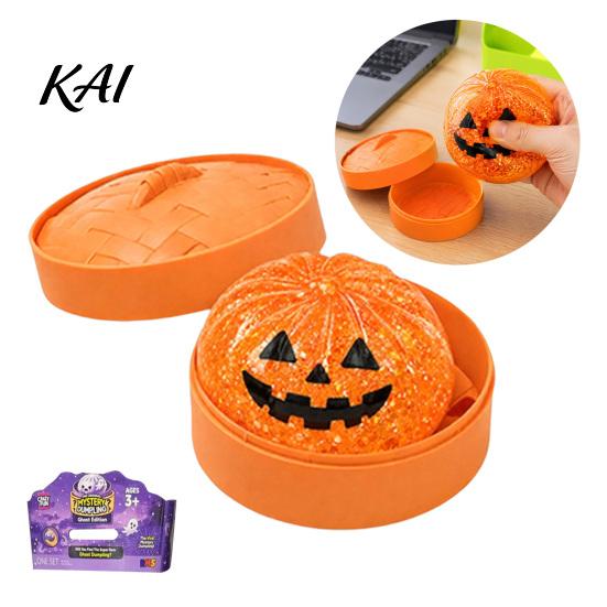 Stress Relief Gadget 1/4/5Pcs Halloween Dumpling Squeeze Toy with Steamer Box, Cartoon Glitter Steamed Bun Box Toy, Ball Fidget for Home Office Party