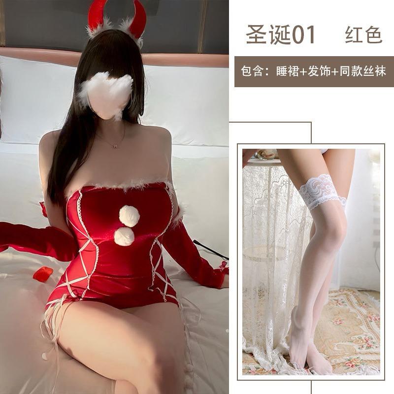 Sexy Lingerie Christmas Hip Tight Uniform Sweetheart Pure Desire Sexy Tube Top Velvet New Suit