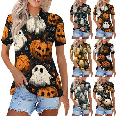 Women's Fashion Casual Lapel Short Sleeve Printed Shirt Women's Button Up Tops