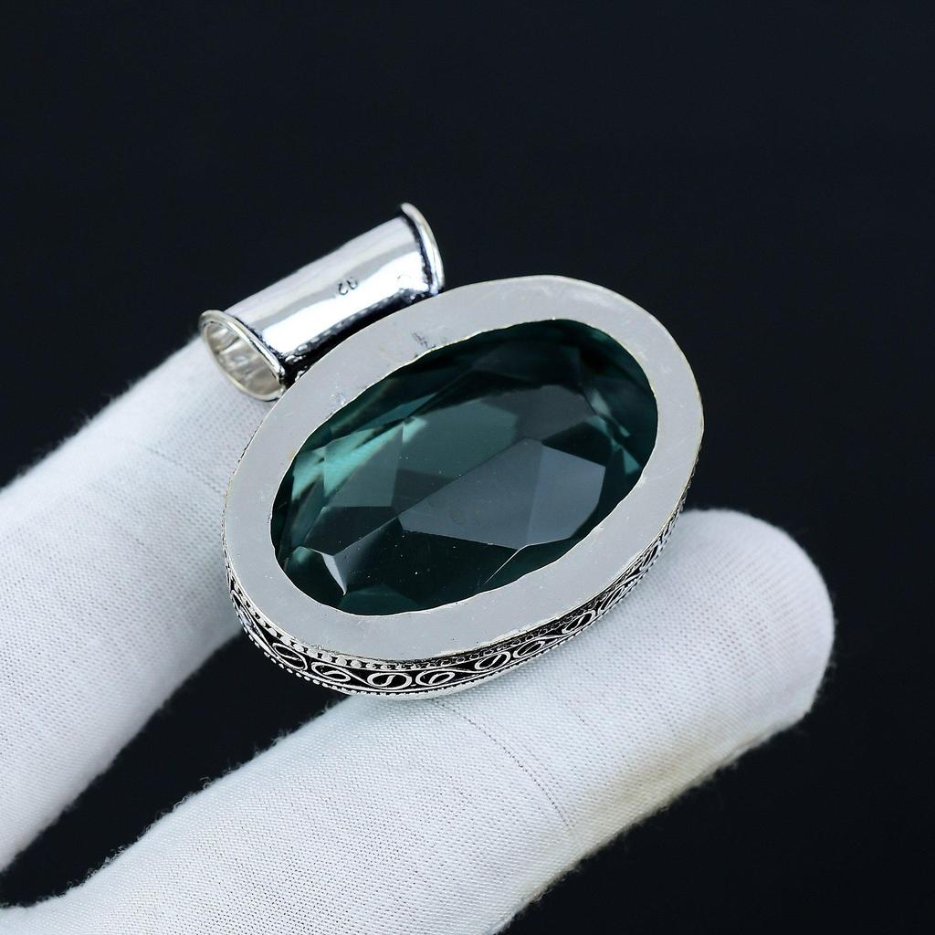Green Apatite Pendant, 925 Sterling Silver Pendant, Handmade Jewelry Pendant, Antique Pendant, Apatite Gemstone, Pendant Gifts For Mother