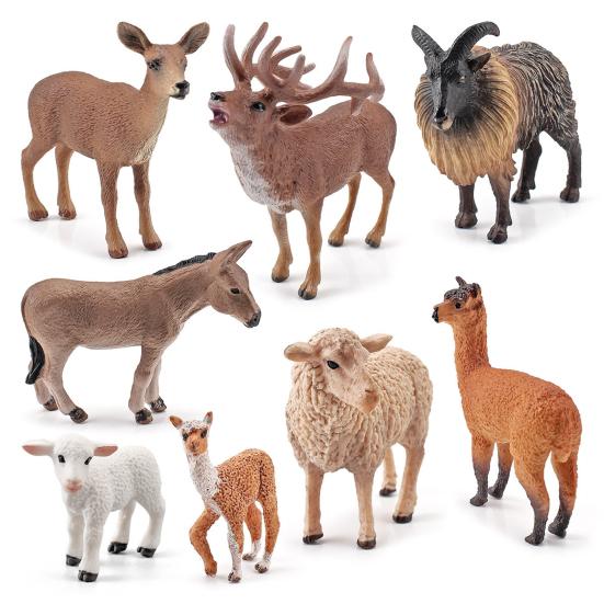 Animal Figurine Simulation Donkey Alpaca Red Deer Sheep Animal Model Toys Desktop Ornament Gift for Home