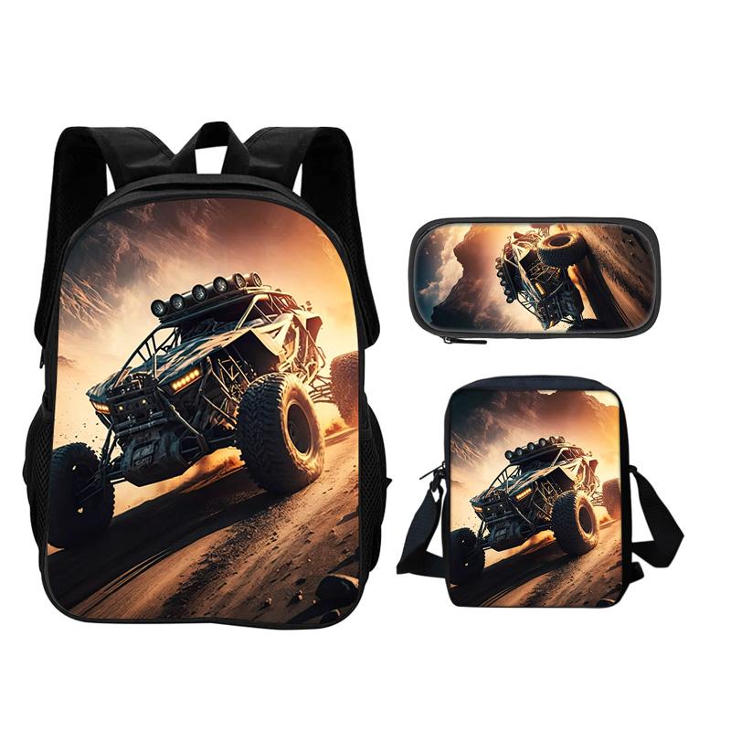 Monster Jam Backpack Pencil Box Shoulder Bag 3Pcs Set Cartoon Printed New Trendy Student School Best Campus Companion