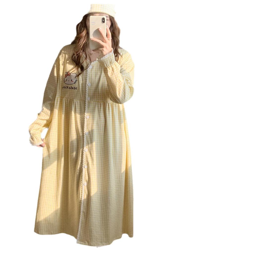 Plus Size Maternity Nightgown with Breast Pads for Postpartum, Spring, Summer, Autumn; Comfortable Labor Dress for Pregnant Women