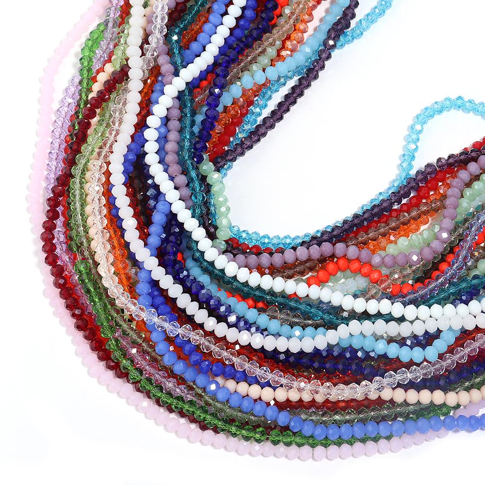 3/4/6/8/10mm Multicolor Crystal Glass Faceted Beads Rondelle Spacer Flat Abacus Bead For Jewelry Making DIY Necklace Accessories