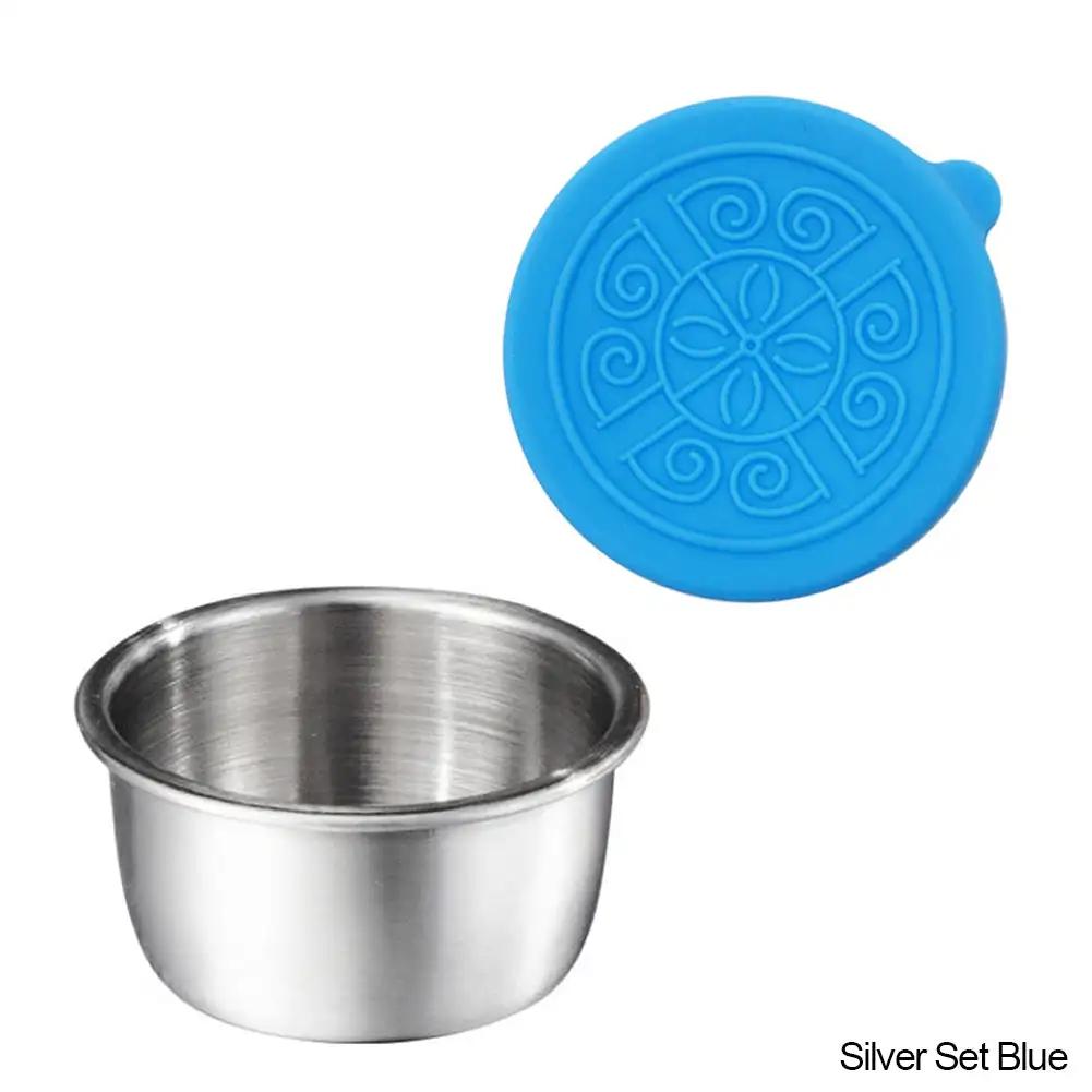 

Многоразовые контейнеры для приправ, нержавеющая сталь, соусница с силиконовыми крышками, 1,7 унции, контейнер для заправки салата, для пикника, хранения еды dark blue,1PC