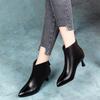 Women's Boots 2025 Autumn and Winter New Thin First Layer Cowhide Pointed Fashion and Comfortable Rear Zipper Small Bare Boots Low Heel Short Boots