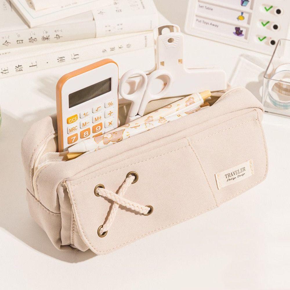 

Творческая сумка для канцелярских принадлежностей, однотонная сумка для хранения, простая сумка для ручек, школьный офис