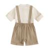Baby Boys Summer Shorts Sets Short Sleeve Button Up Romper and Suspender Shorts Sets