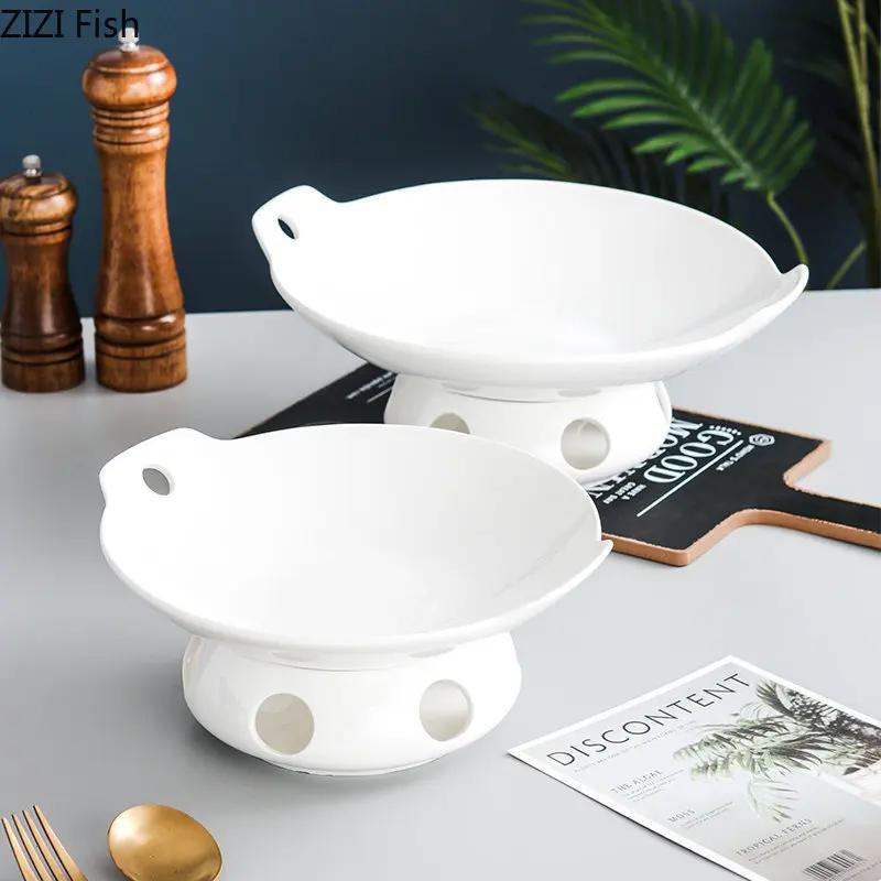 Heatable Insulated Plate Restaurant Main Dish Plate Japanese Ceramic Shouxi Barbecue Plate Creative Home Kitchen Steak Tableware