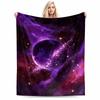 Galaxy Planet Design Blanket with Purple Nebula and Starry Sky Pattern Blanket, Suitable for Use In the Bedroom, Living Room, On the Sofa