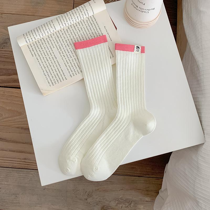 

Женские летние тонкие носки в стиле преппи с вертикальной полоской, из всех видов дышащей ткани, с этикеткой, носки-трубы 1 pair розы красного