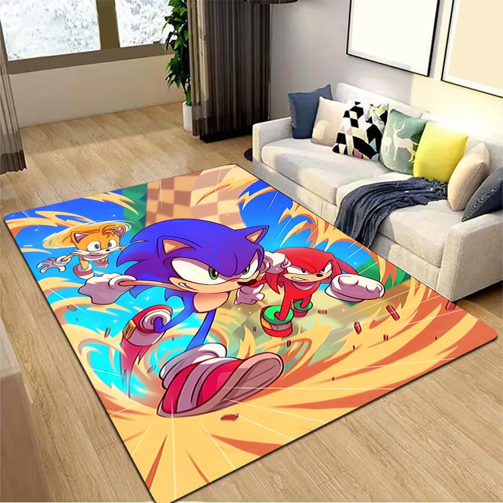 Sonic The Hedgehog Art Print Decoration,Carpet,Living Room,Bedroom, Non-slip,Square rug