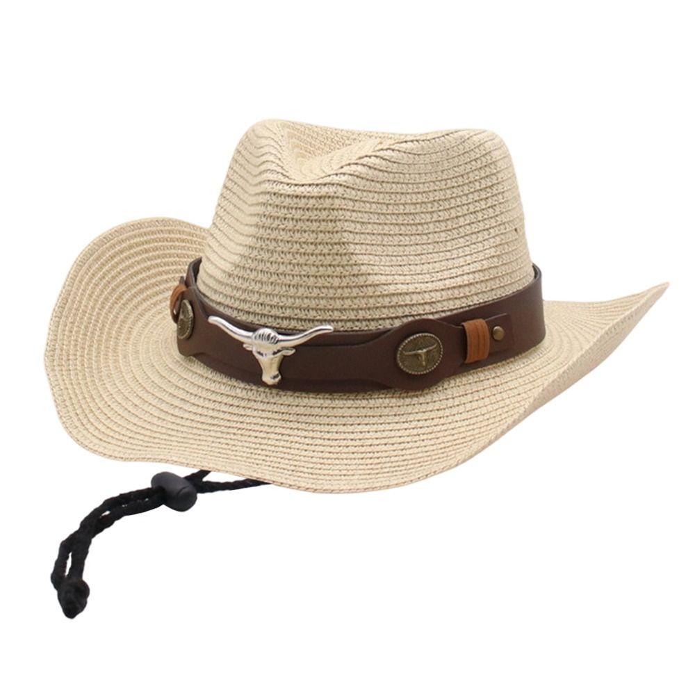 Wide Brim Western Cowboy Hat UV Protection Beach Panama Hat Casual Sun Hat