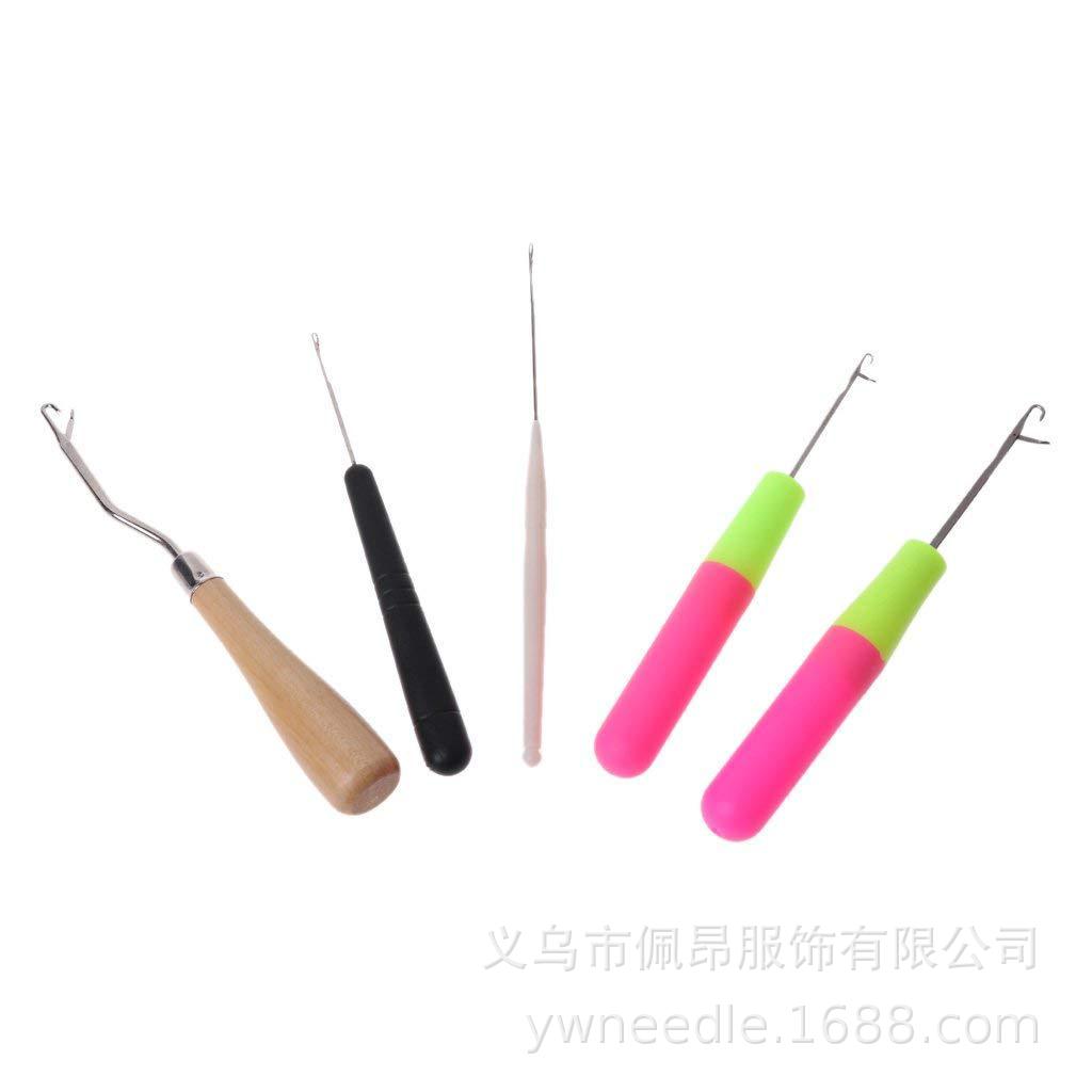 5-Piece Dreadlocks & Wig Crochet Hook Set with Wood and Plastic Handles
