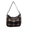 Retro Plaid Plush Shoulder Tote - Classic Large Capacity for College Students