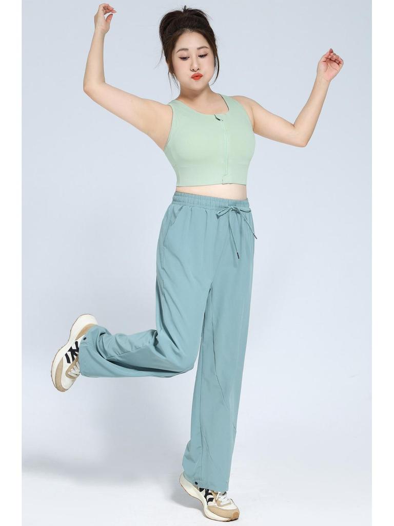 High Waist Tummy Control Sports Bra with Front Zipper, Longline Design, Full Coverage, High Impact Support, and Adjustable Straps.