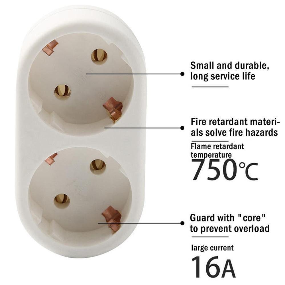 Universal 1 to 3/4 Way EU Conversion Plug 16A Fire Resistant Socket Adapter 250V Travel Adapter Travel Essential