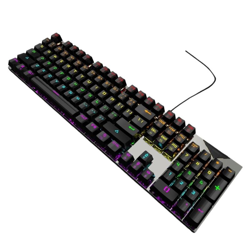 Thin Wireds Mechanical Keyboards RGBs LED Backlighting and ABS Keycaps Blue Switches for Gaming