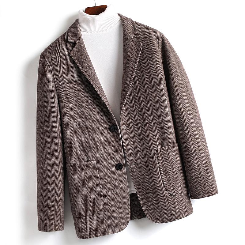 Men`s Herringbone Double-Sided Wool Blazer -